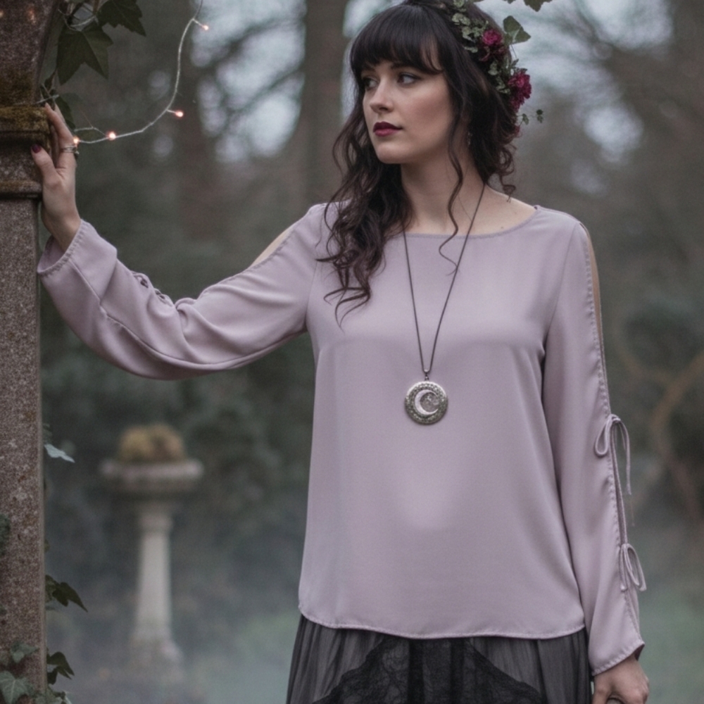 Wilfred S Whimsigoth Feminine Romantic Dainty Contemporary Pastel Chiffon Blouse - Picture 7 of 16